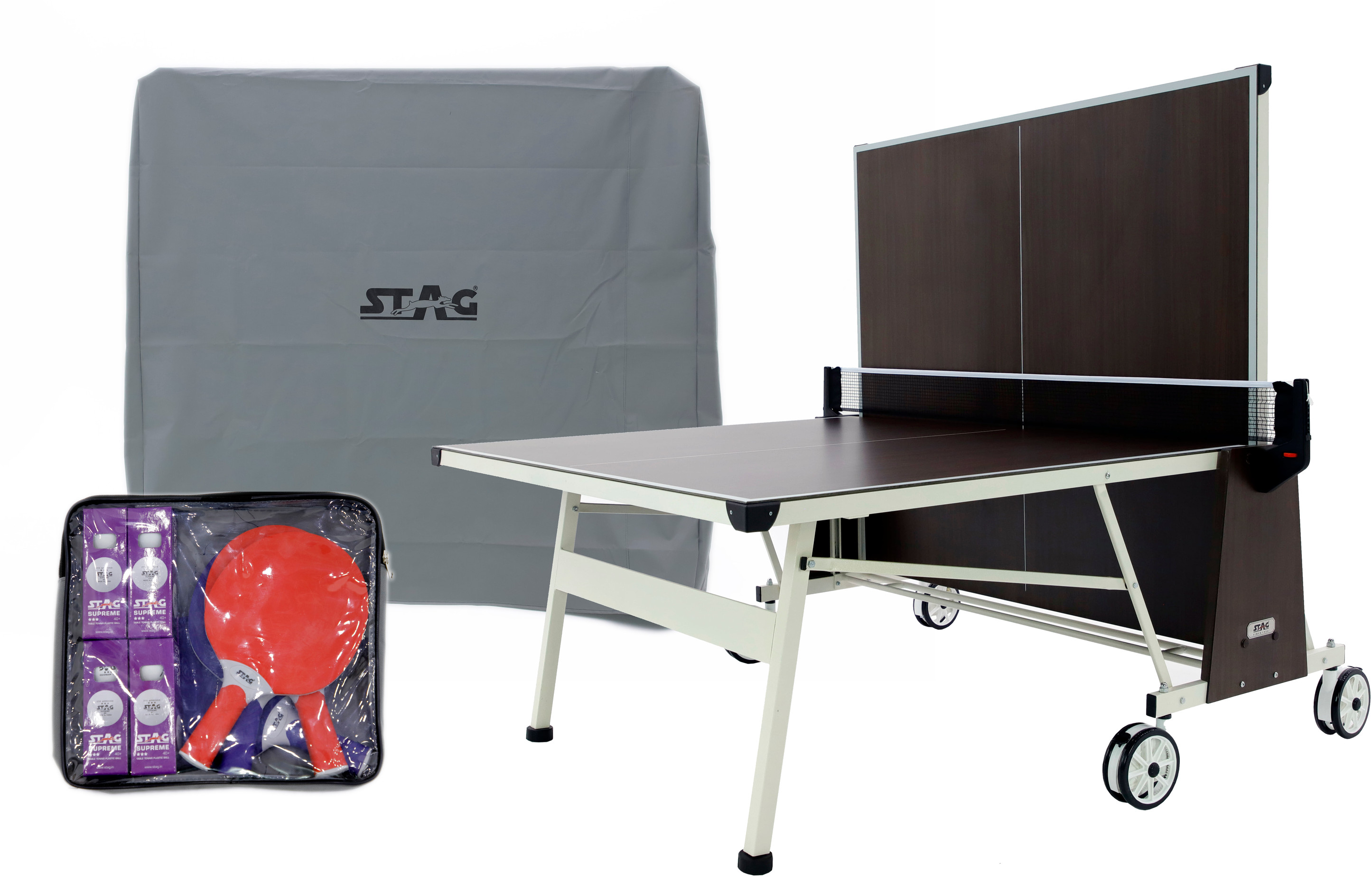 STAG Kona Outdoor Bundle w/4 Rackets, Table Cover and Balls