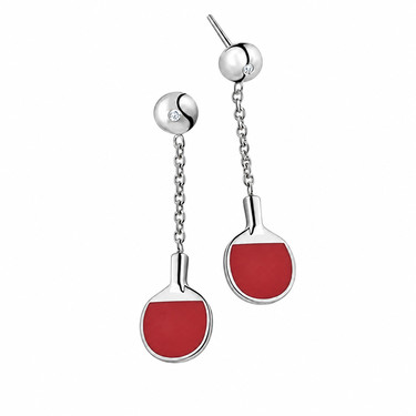 Vinqui Table Tennis Free Flowing Bat and Ball Earrings